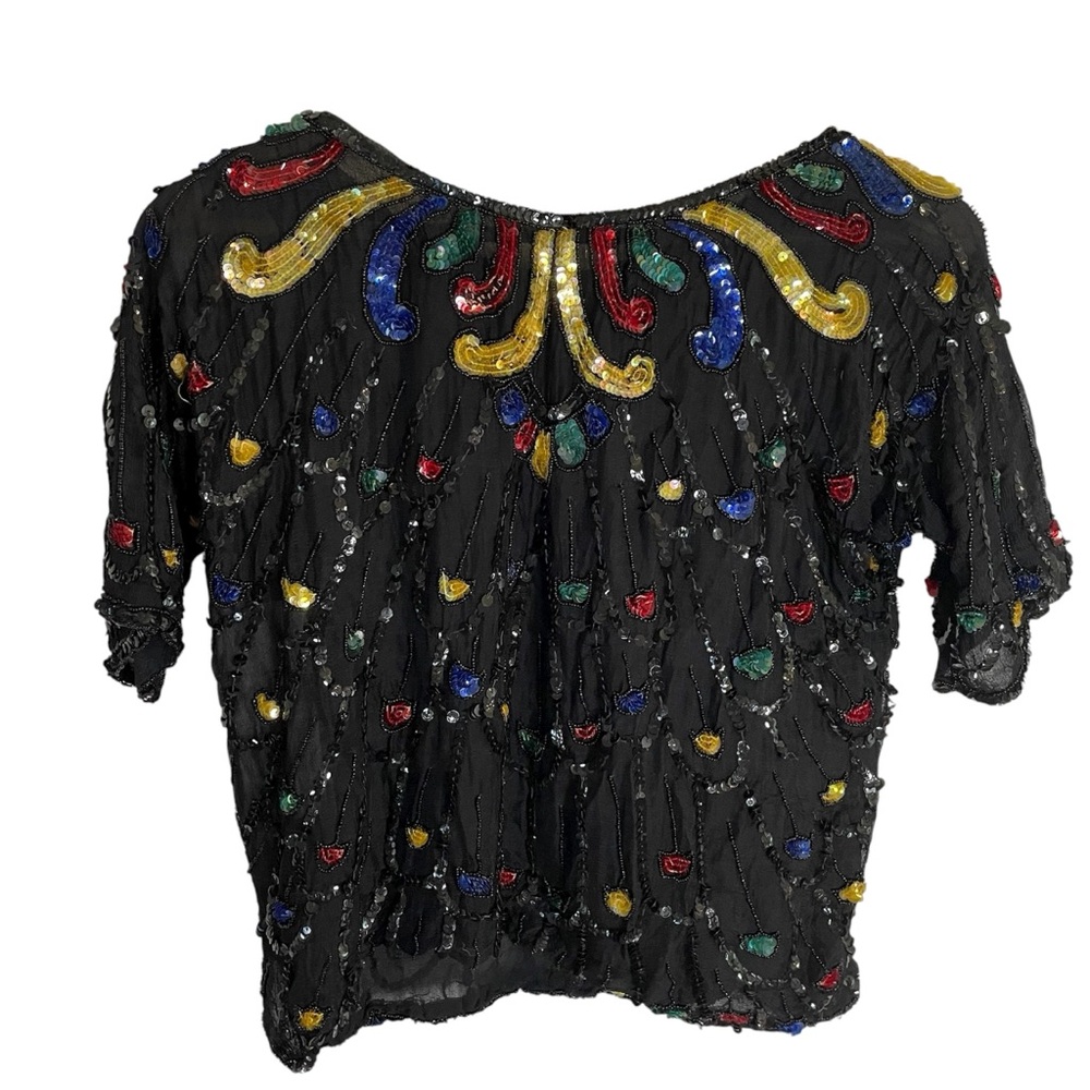 Vintage Jasmine by KVM Black Sequin Embellished Top cosplay dress up flapper